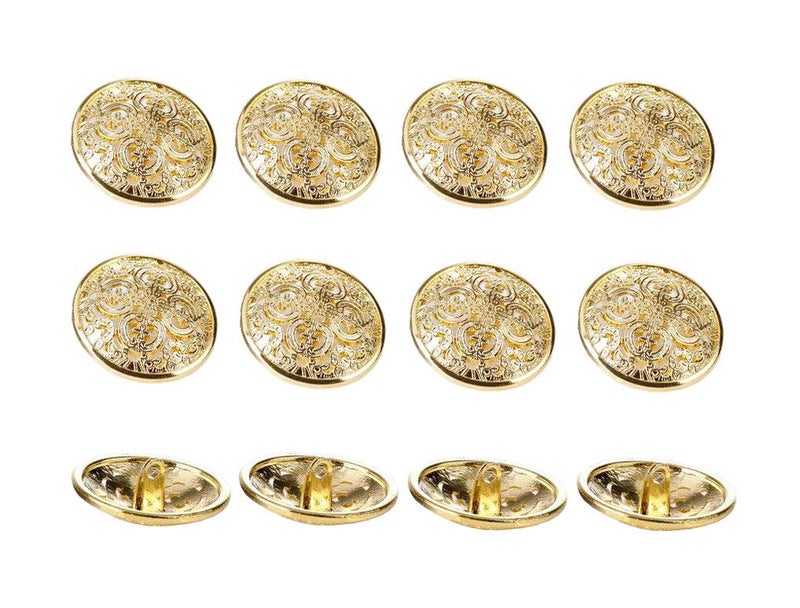 RECHERE 12 PCS Flowery Openwork Metal Shank Buttons Craft for DIYS Sewing Embellishment (Gold,20mm)